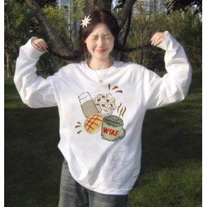 白色纯棉长袖t恤女内搭