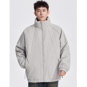 拼接立领棉服男女复古