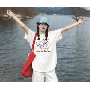 纯棉正肩白色短袖t恤